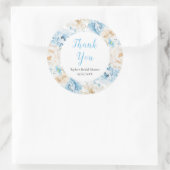 青と白の牡丹ブライダルシャワーありがとう ラウンドシール (バッグ)