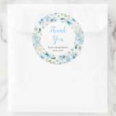 青と白の牡丹ブライダルシャワーありがとう ラウンドシール (バッグ)