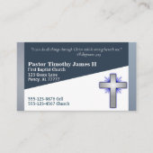 青と白の牧師またはディーコンのクロスビジネスカー 名刺 (正面)
