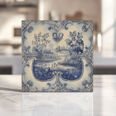 青と白の牧歌的な風景 タイル