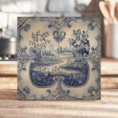 青と白の牧歌的な風景 タイル