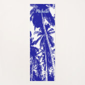 青と白の特徴を持つデザイン ヨガマット (正面)