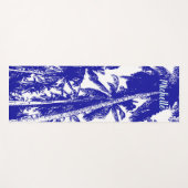 青と白の特徴を持つデザイン ヨガマット (正面(横))