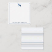 青と白の犬のシルエットパーソナライズされた ノートカード (正面/裏面)