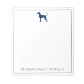 青と白の犬のシルエットパーソナライズされた ノートパッド (正面)