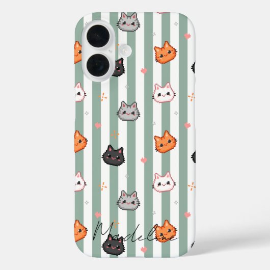 青と白の猫の顔のカスタムネームスマホケースデザイン Case-Mate iPhoneケース (裏面)