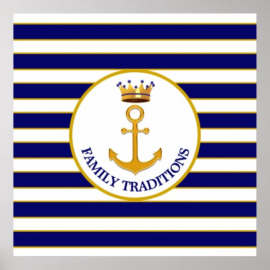 青と白の王冠と金の錨 ポスター (正面)