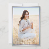 青と白の王室の卒業生の写真 案内状 (裏面)