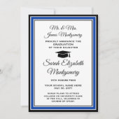 青と白の王室の卒業生の写真 案内状 (正面)