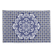 青と白の生き物の曼荼羅 枕カバー (裏面-右)