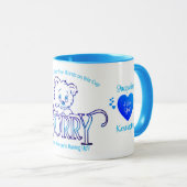 青と白の申し訳 マグカップ (正面右)