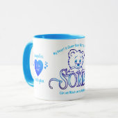 青と白の申し訳 マグカップ (正面左)