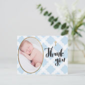 青と白の男の赤ちゃんバプテスマ ポストカード (スタンド正面)