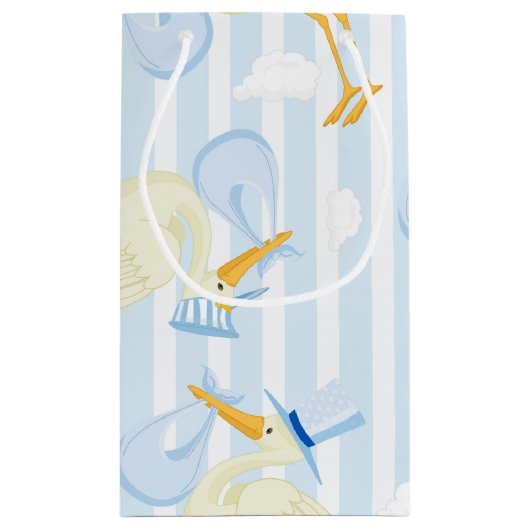 青と白の男の赤ちゃん スモールペーパーバッグ (裏面)