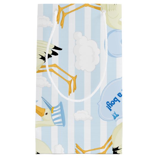 青と白の男の赤ちゃん スモールペーパーバッグ (正面)