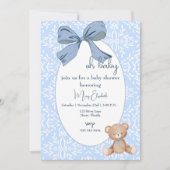 青と白の男の赤ちゃん 招待状 (正面)