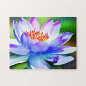 青と白の睡蓮の芸術 ジグソーパズル (横)