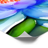 青と白の睡蓮の芸術 ポスター (角)