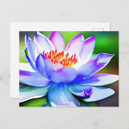 青と白の睡蓮の芸術 ポストカード (正面/裏面)