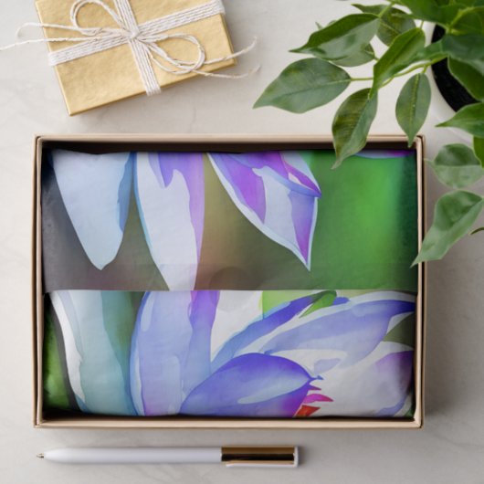 青と白の睡蓮の芸術 薄葉紙 (ギフト)