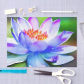 青と白の睡蓮の芸術 薄葉紙 (クラフト)