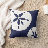 青と白の砂ドル海シェルパターン クッション (ブランケット)