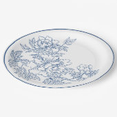 青と白の磁器の花模様 ペーパープレート (アングル)