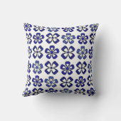 青と白の磁器の花装飾用クッション クッション (裏面)