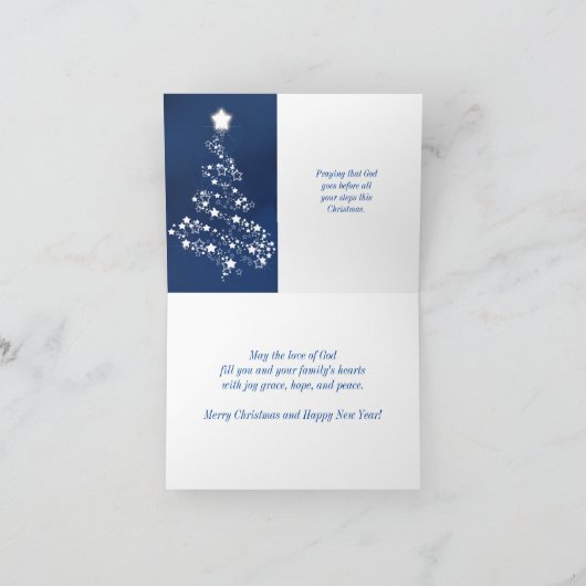 青と白の祈り付きクリスマスカード サンキューカード (内部)
