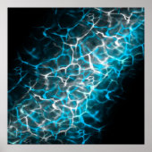 青と白の稲妻水の反射 ポスター (正面)