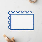 青と白の竹枠の机から ノートカード (正面/裏面インサイチュ)