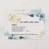 青と白の素朴フローラ結婚の返信カード 出欠カード (正面/裏面)