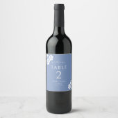 青と白の結婚ウェルカムテーブル番号 ワインラベル (正面)