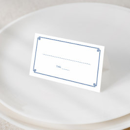 青と白の結婚チャイノイエレガントズリープリント プレイスカード