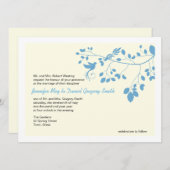 青と白の結婚式が愛鳥を招く 招待状 (正面/裏面)