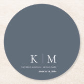 青と白の結婚紙コースター ラウンドペーパーコースター (正面)