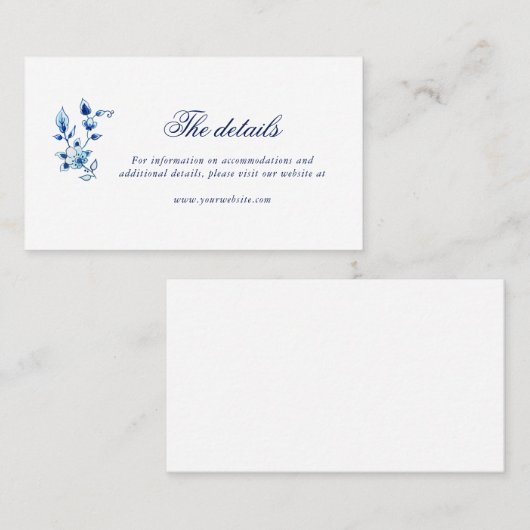 青と白の結婚詳細カード プレイスカード (正面/裏面)