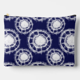 青と白の絞り丸模様 アクセサリーポーチ