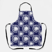 青と白の絞り丸模様 エプロン (正面)