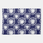 青と白の絞り丸模様 キッチンタオル (横)