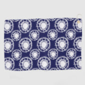 青と白の絞り丸模様 ゴルフタオル (横)