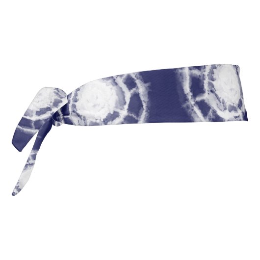 青と白の絞り丸模様 タイヘッドバンド (回転270)