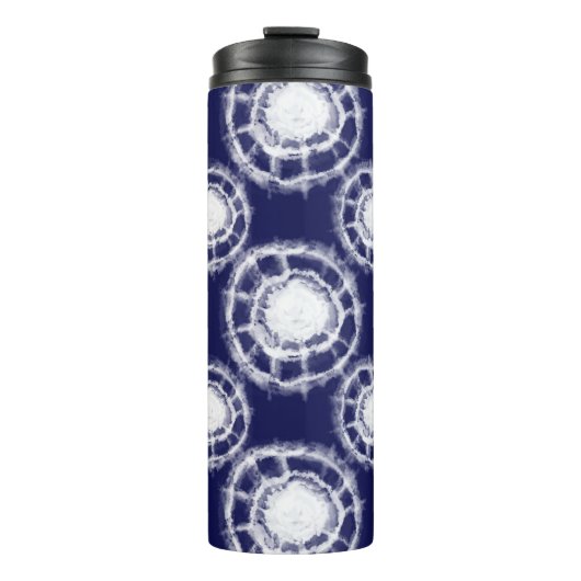 青と白の絞り丸模様 タンブラー (正面)