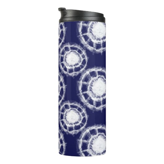 青と白の絞り丸模様 タンブラー (回転右)