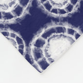 青と白の絞り丸模様 フリースブランケット (角)
