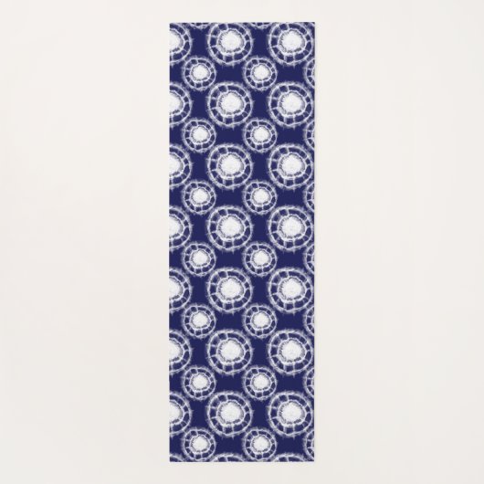 青と白の絞り丸模様 ヨガマット (裏面)