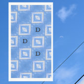 青と白の絞り染めとイニシャル