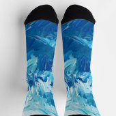青と白の絵を描効果靴下 ソックス (上部)