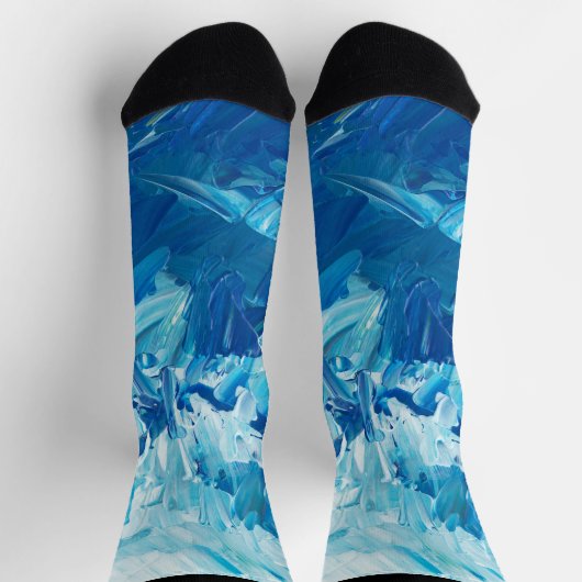 青と白の絵を描効果靴下 ソックス (上部)