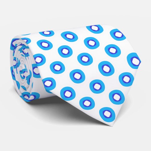 青と白の縁取りドットのパターン ネクタイ (ロール)